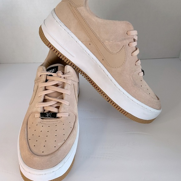 Nike Tan Sneakers with Suede Finish and Perforated Design - Picture 4 of 9